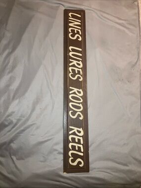Rustic Brown "Lines Lures Rods Reels" Wooden Wall Sign